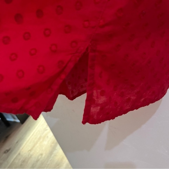 Talbots Red Ruffle Swiss Dot 3/4 length Sleeve Blouse Medium - Picture 4 of 6